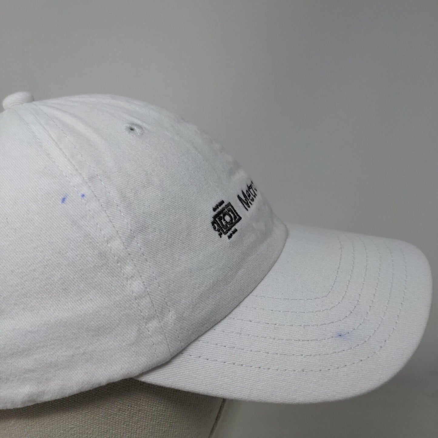 Metro Financial Strapback Hat White One Size Adjustable Embroidered 6 Panel