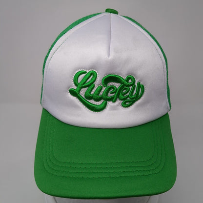 Lucky Snapback Trucker Hat Green One Size Adjustable Embroidered Mesh Back
