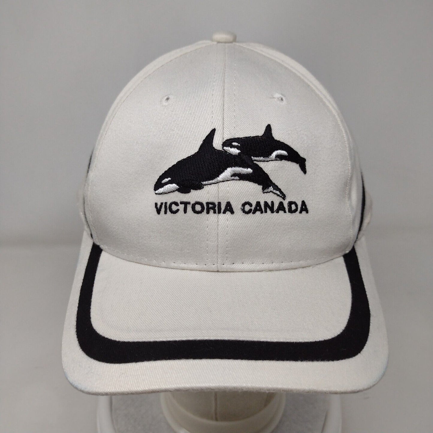 Victoria Canada Strapback Hat Cream One Size Adjustable Embroidered 6 Panel