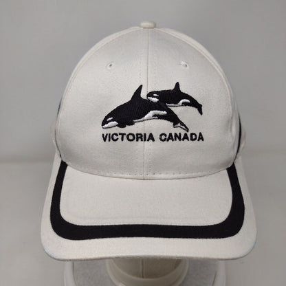 Victoria Canada Strapback Hat Cream One Size Adjustable Embroidered 6 Panel