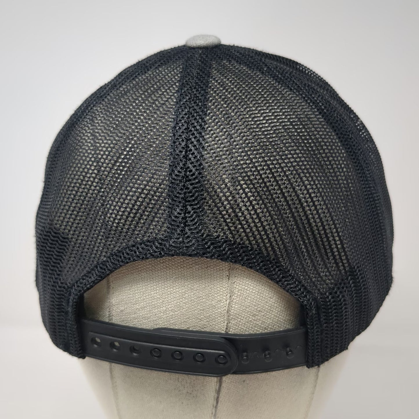 Sport-Tek Trucker Hat Gray One Size Mesh Snapback Thin Yellow Line American Flag