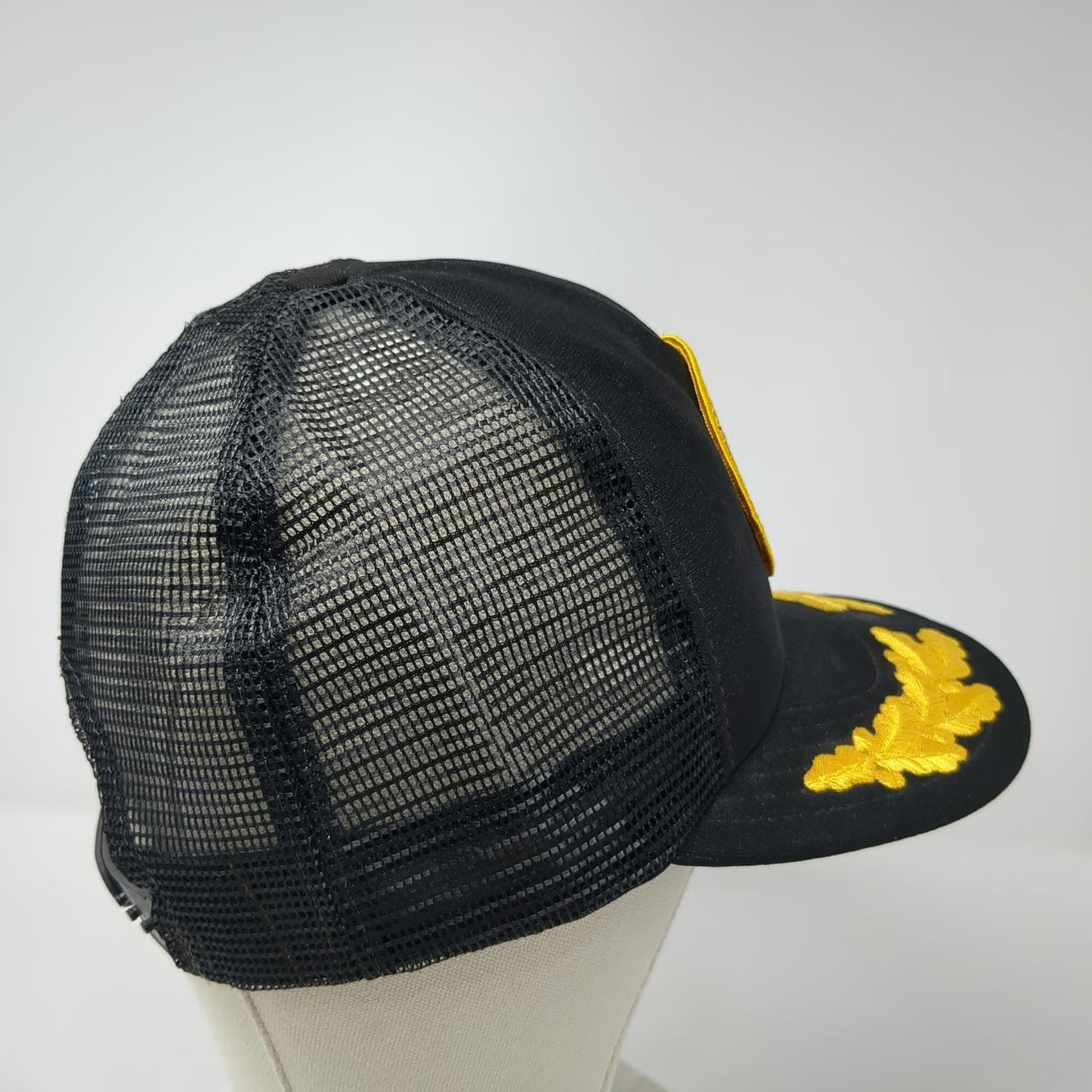 NRA Trucker Hat Black Yellow Vintage Mesh Snapback Scrambled Eggs Made in USA
