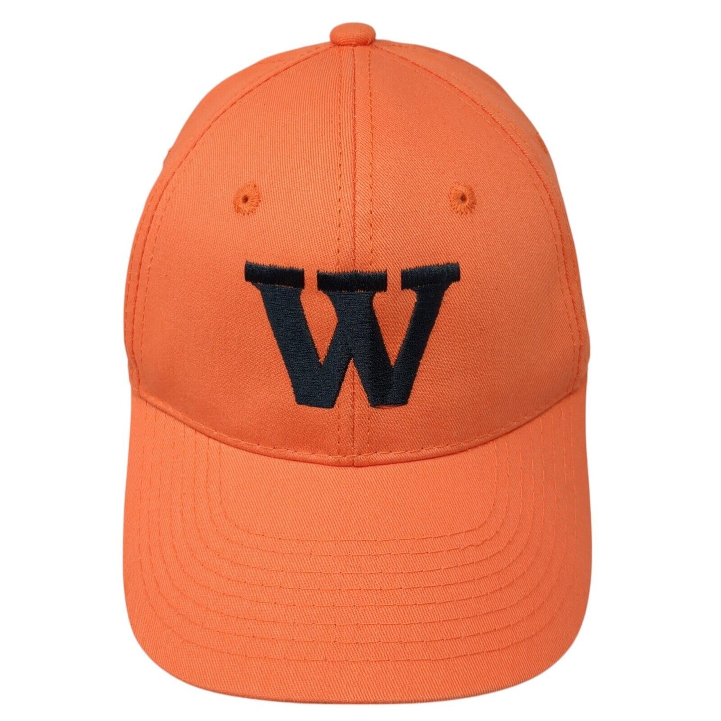 Letter W Strapback Hat Orange OS Adjustable Embroidered 6 Panel Outdoor Cap