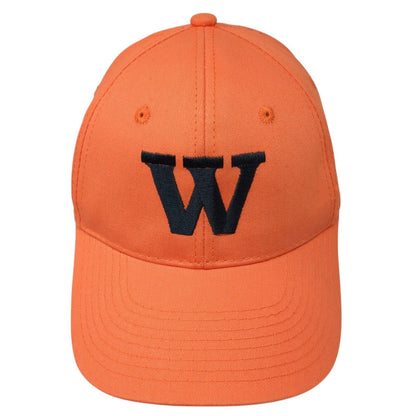 Letter W Strapback Hat Orange OS Adjustable Embroidered 6 Panel Outdoor Cap