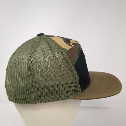 The Perch Trucker Hat Green Black OSFM Camo Mesh Idaho Flat Brim 1976 Elephant