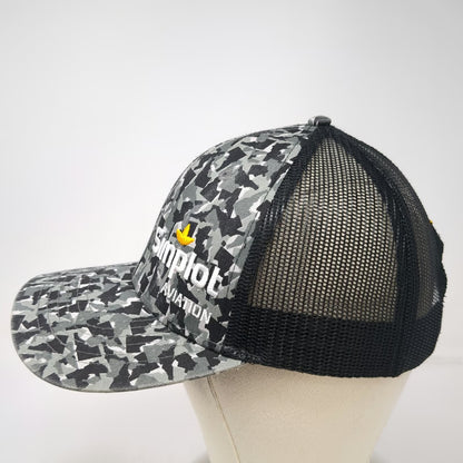 Promoshop Simplot Aviation Trucker Hat Gray One Size Camo Mesh Snapback