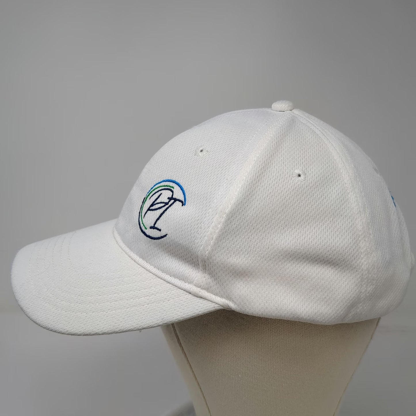 Sport-Tek Baseball Cap White One Size Embroidered Logo Hat Strapback Polyester