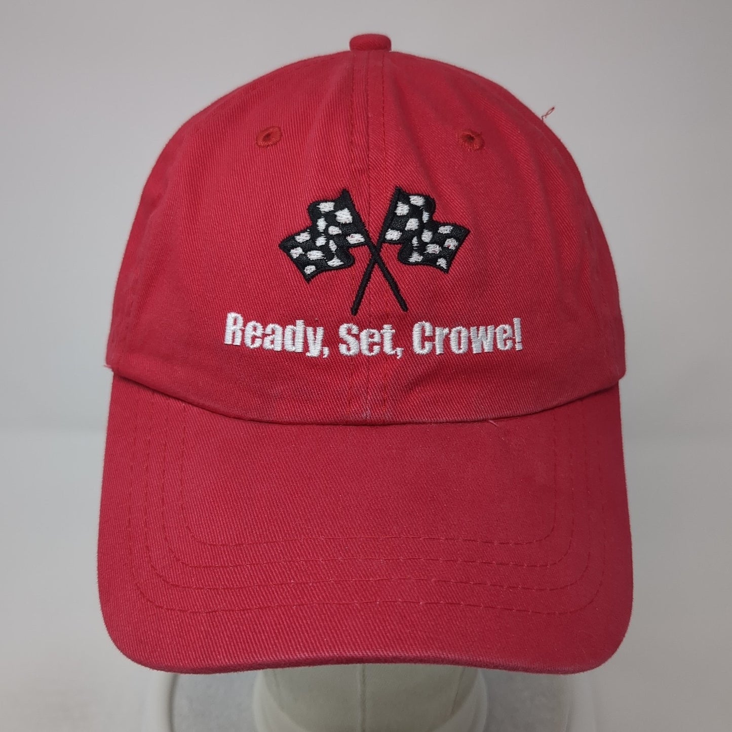 Ready Set Crowel Slideback Baseball Cap Red One Size Adjustable Embroidered