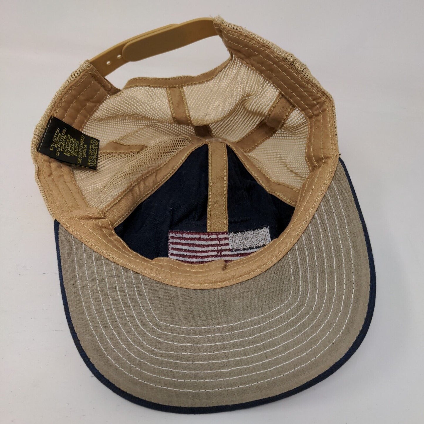 American Flag Snapback Mesh Back Trucker Hat Blue OSFM Colorblock