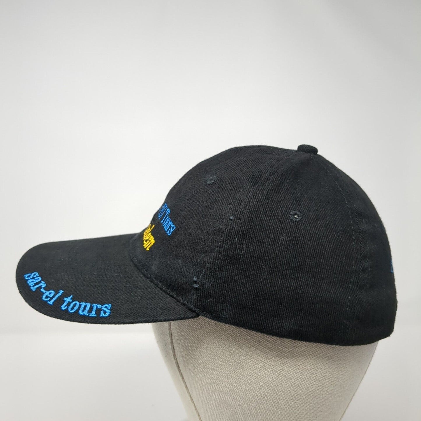 Sar-El Tours Jerusalem Strapback Hat Black One Size Adjustable Embroidered