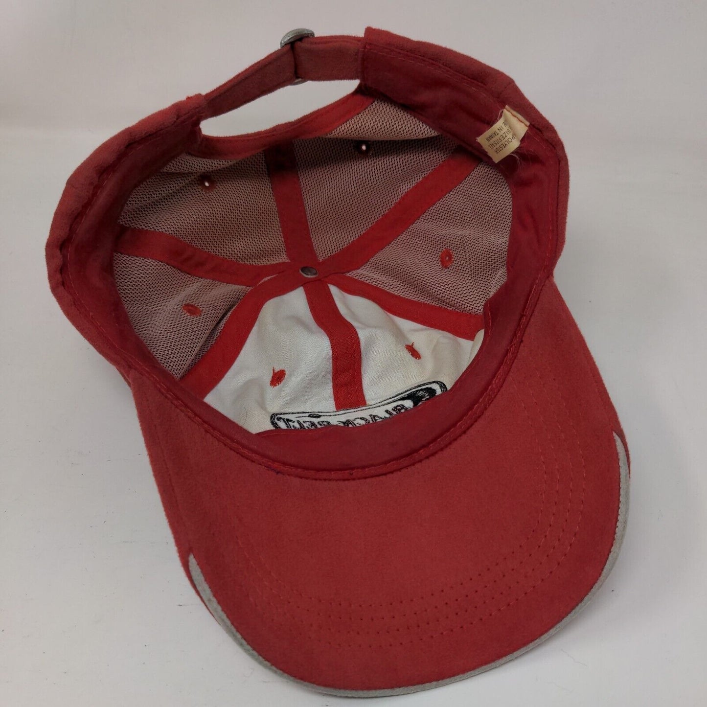 Black Belt Slideback Hat Red OSFA Adjustable Embroidered Vented Holes Polyester
