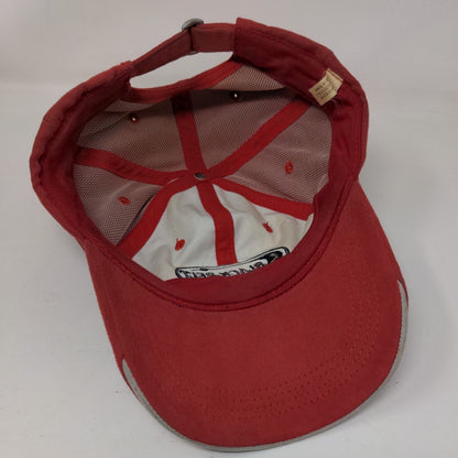 Black Belt Slideback Hat Red OSFA Adjustable Embroidered Vented Holes Polyester
