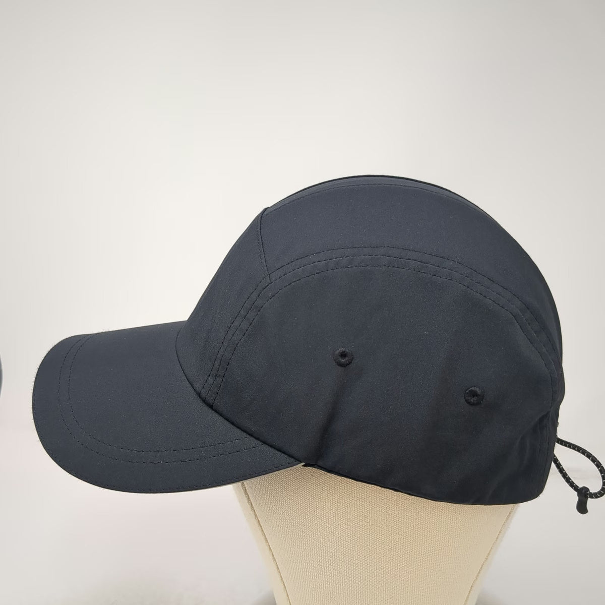All in Motion 5 Panel Black One Size Hat Bungee Cord Performance Lightweight