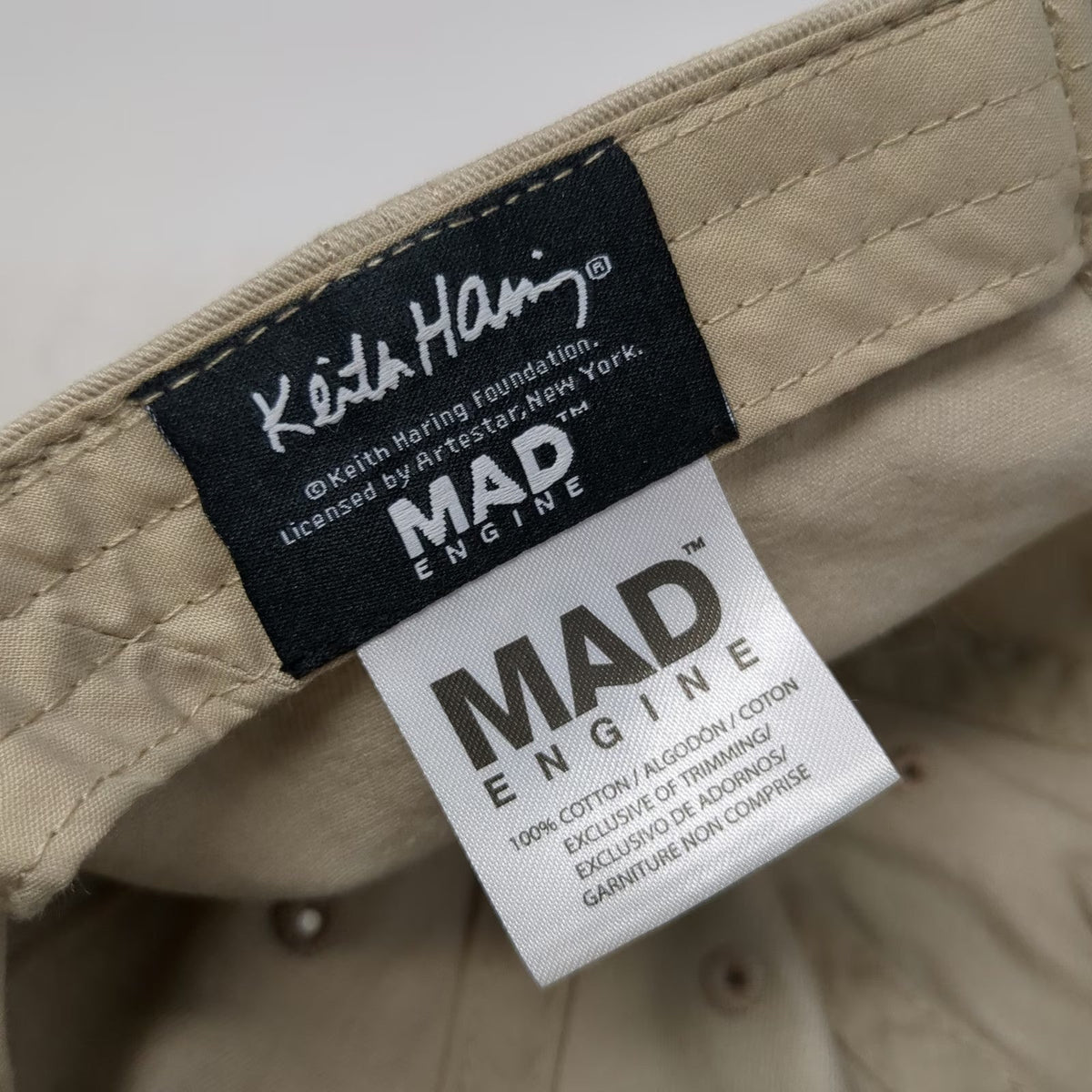 Mad Engine Baseball Cap Beige One Size Keith Haring Earth Globe Signature Hat