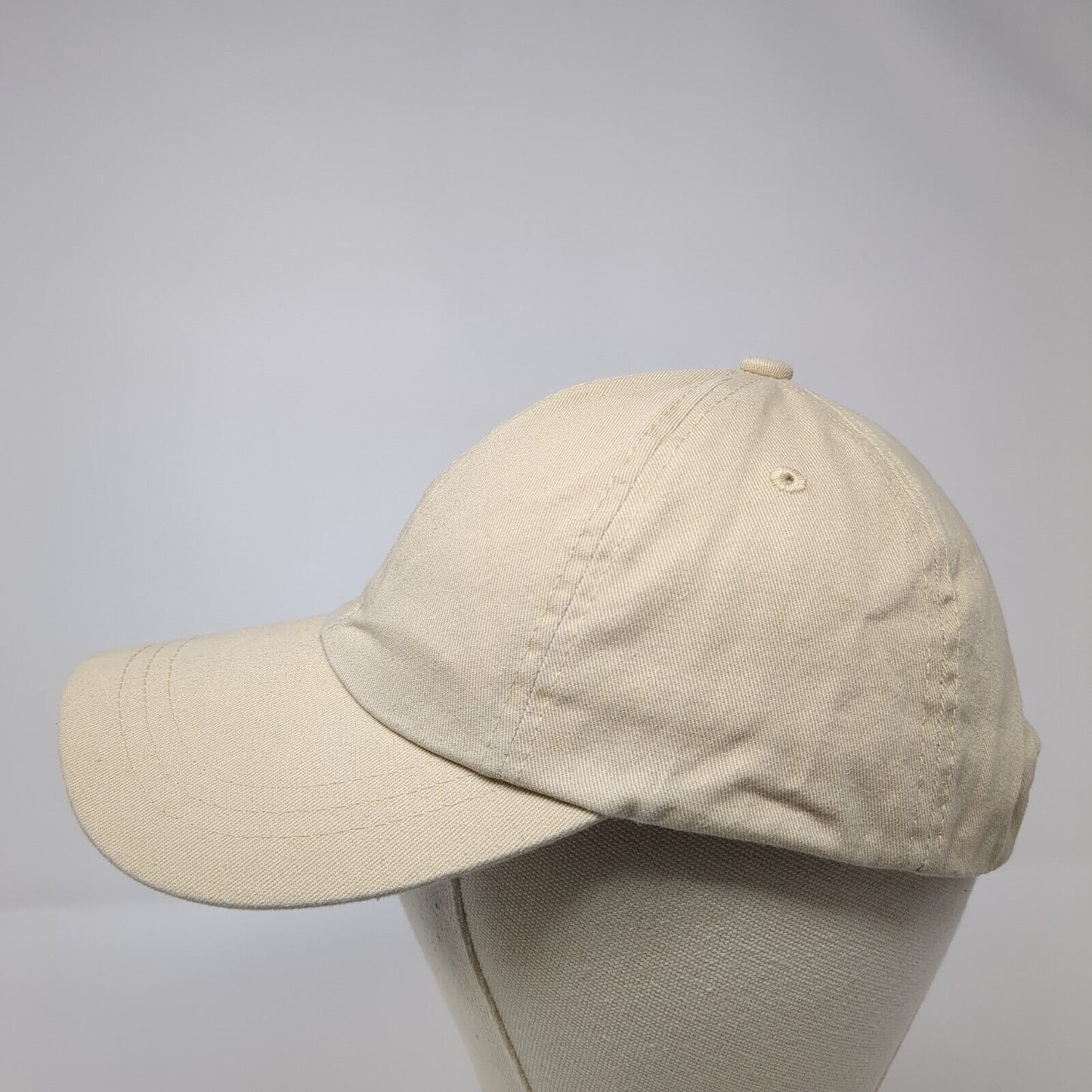 Unbranded Strapback Hat Tan One Size Adjustable Vented Holes 6 Panel Blank