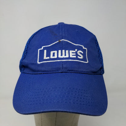 Lowe's Men's Strapback Mesh Back Hat Blue Size OSFA Embroidered Logo Cotton