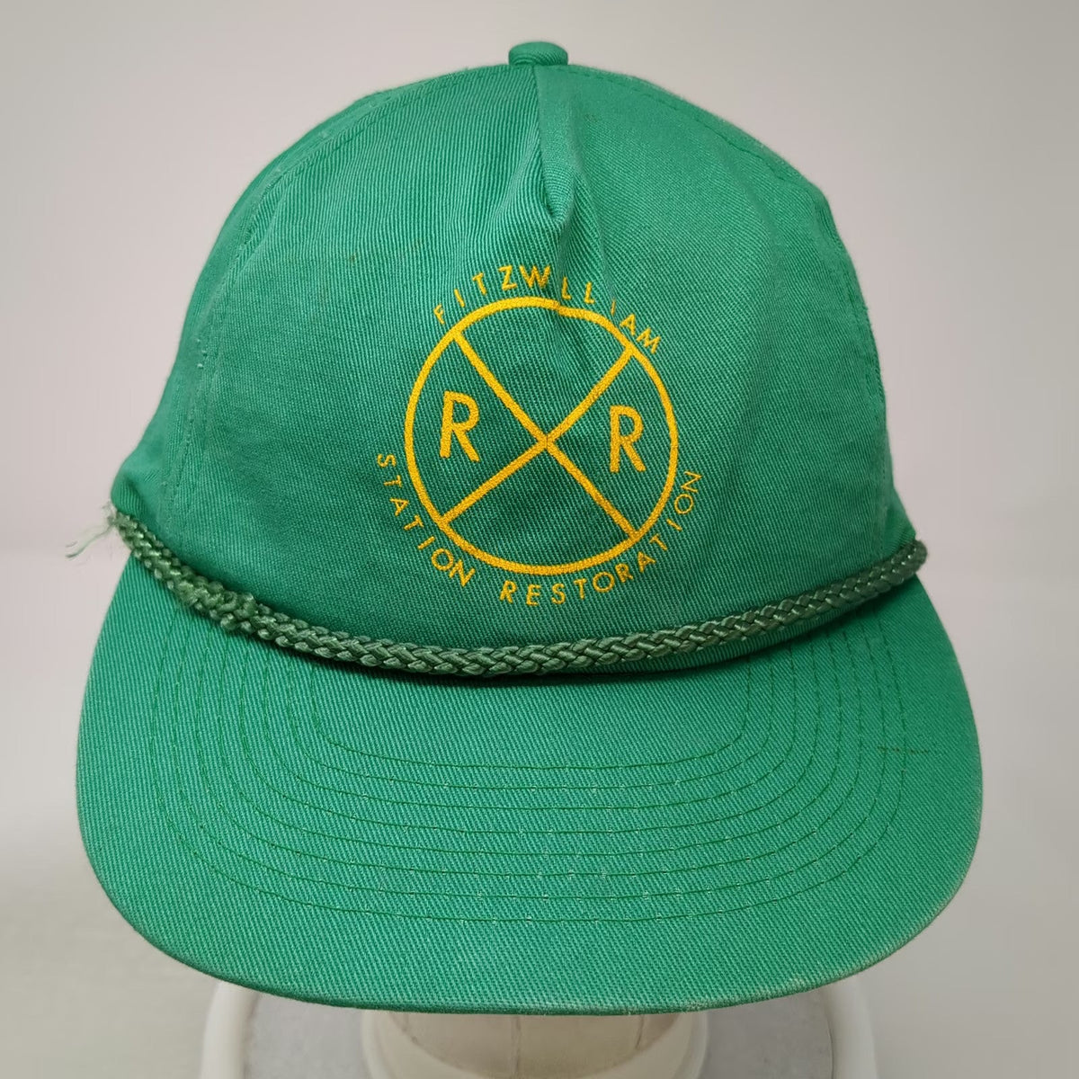 Green 5 Panel Hat One Size Fitzwilliam Station Restoration Rope RR Railroad