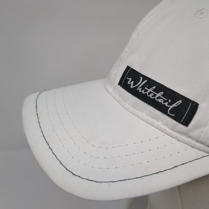 Whitetail Strapback Hat White One Size Adjustable Vented Holes 6 Panel Pukka
