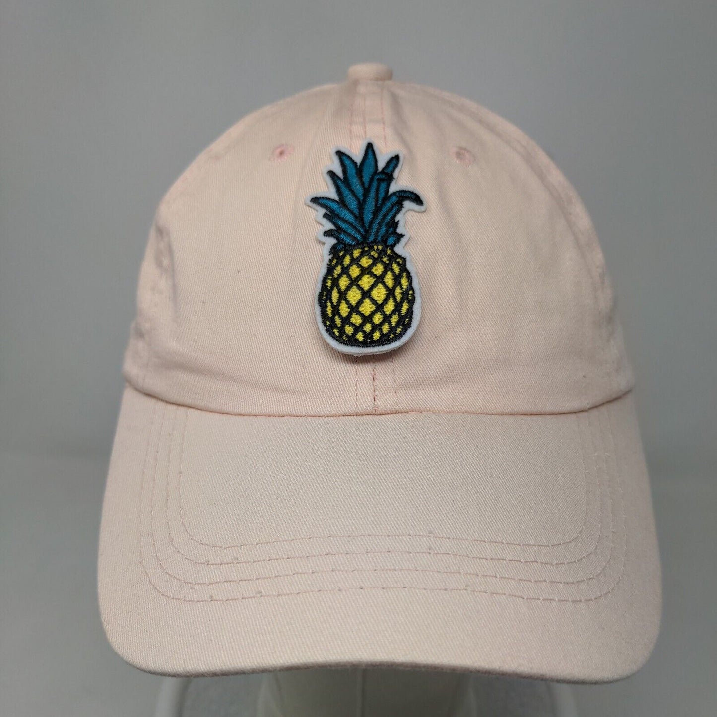 Unbranded Men's Slideback Hat Pink Embroidered Pineapple 100% Cotton