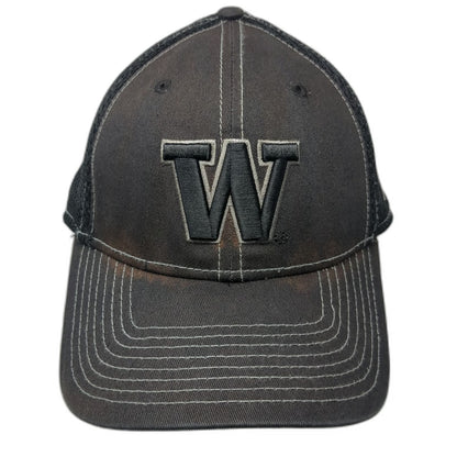 Washington Huskies NCAA New Era Cap Black XL Mesh Stretch Fit 39THIRTY W Logo