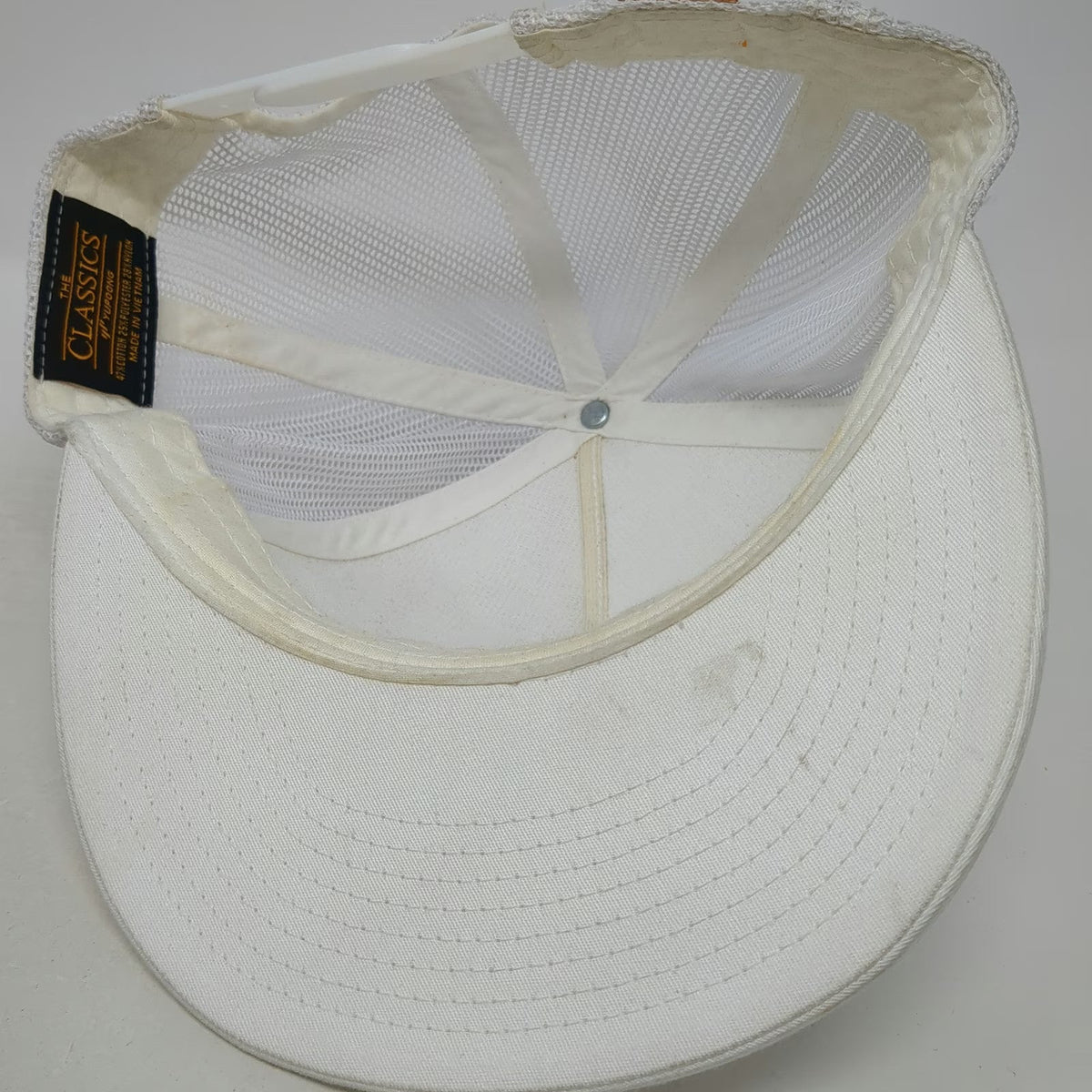 Yupoong Trucker Hat White One Size Vivint Orange Patch Logo Snapback Mesh Bill