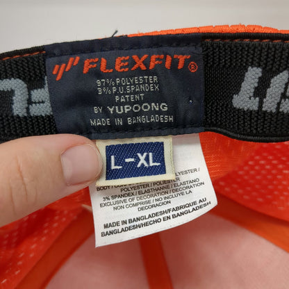 Hurley Baseball Cap Orange XL Flexfit Mesh Textured Embroidered Logo Sport Hat