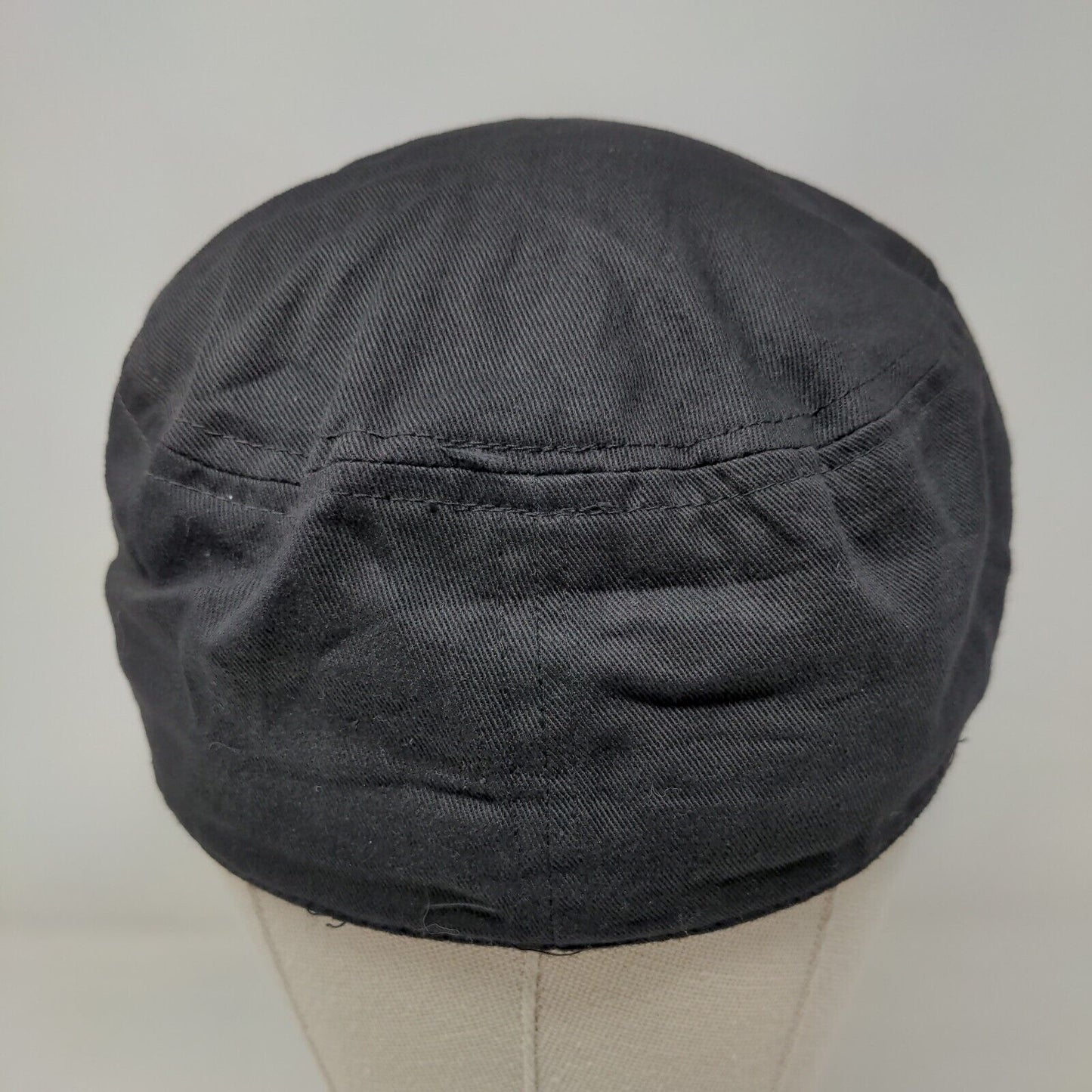Heart Studded Bling Fitted Cadet Army Cap Hat Black One Size Rhinestone