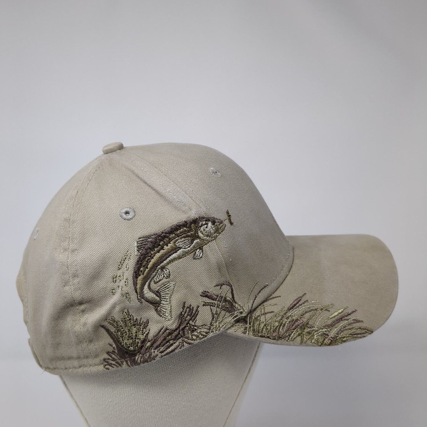 Calkins Plumbing Strapback Hat Tan One Size Adjustable Fish Dri-Duck