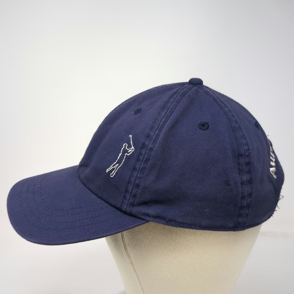 Blue Baseball Cap One Size Golfer Aurum Ceramic Strapback Silver Embroidery Hat