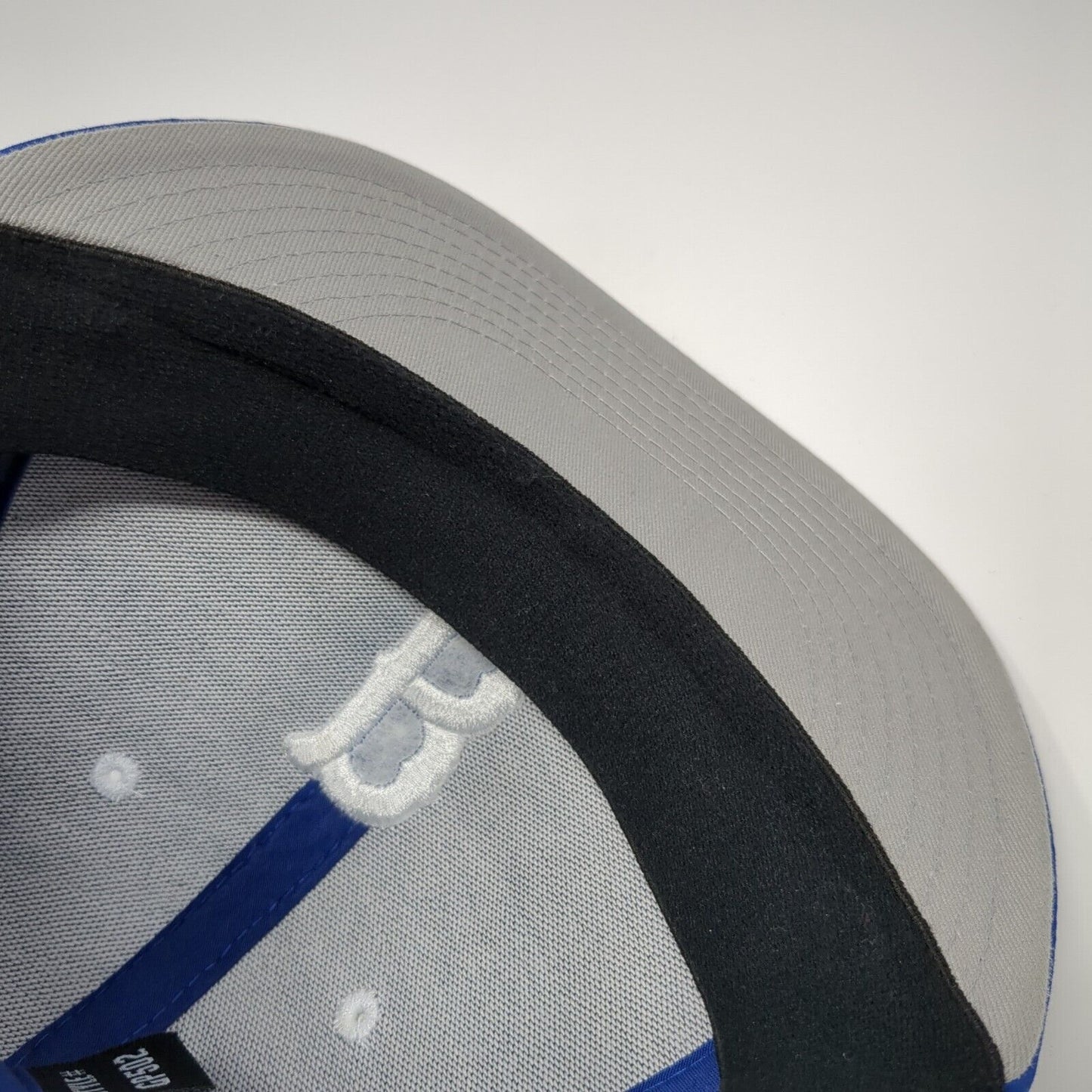 B Skull And Crossbones Fitted Hat Blue Medium Embroidered The Game