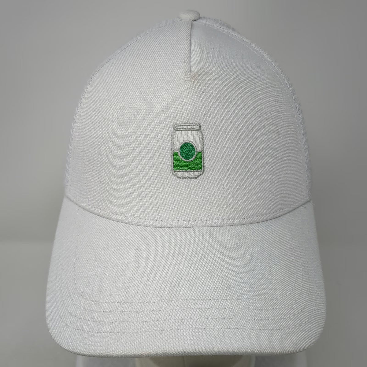 Atlantis Trucker Hat White One Size Spindrift Soda Can Recycled Mesh Snapback