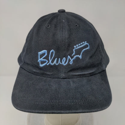 Blues Snapback Hat Black OSFA Adjustable Embroidered Vented Holes 6 Panel