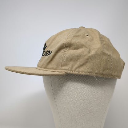 AS Colour 5 Panel Beige One Size Snapback Canvas Embroidered Logo Flat Brim Hat