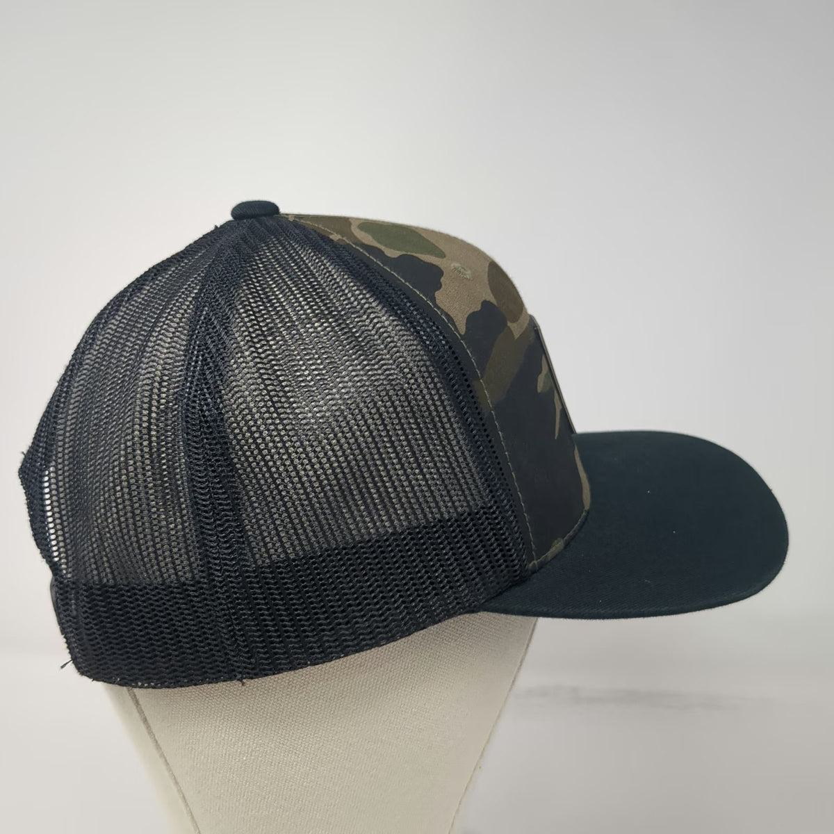 RVCA Trucker Hat Black Green One Size Camo Logo Patch Mesh Back Snapback Surf
