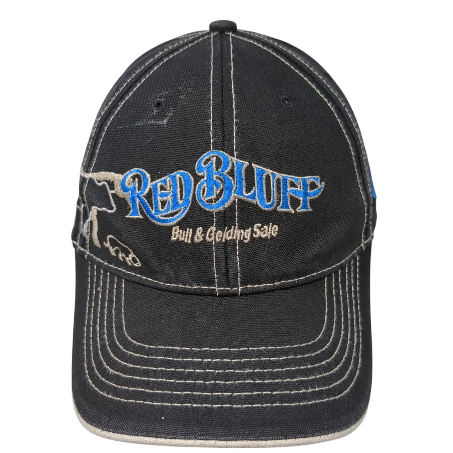 Red Bluff Bull & Gelding Sale Strapback Hat Black One Size Embroidered