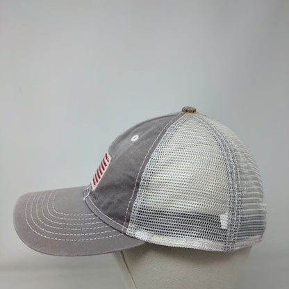 USA Flag Strapback Hat Gray One Size Adjustable Patriotic Mesh Back Polyester