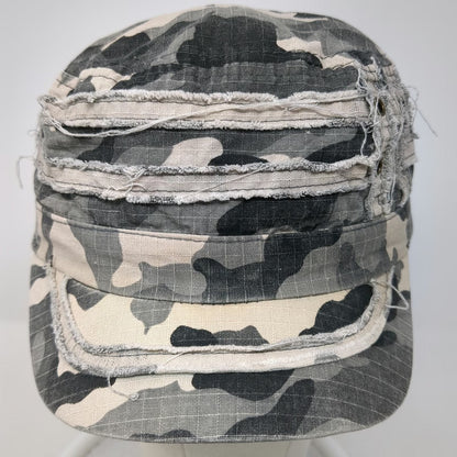D&Y Army Cap Gray Camo One Size Cotton Military Style Elastic Hat Eyelets Metal