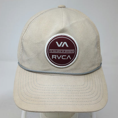 RVCA 5 Panel Beige One Size Snapback Rope Circular Patch Logo Cotton Twill Hat
