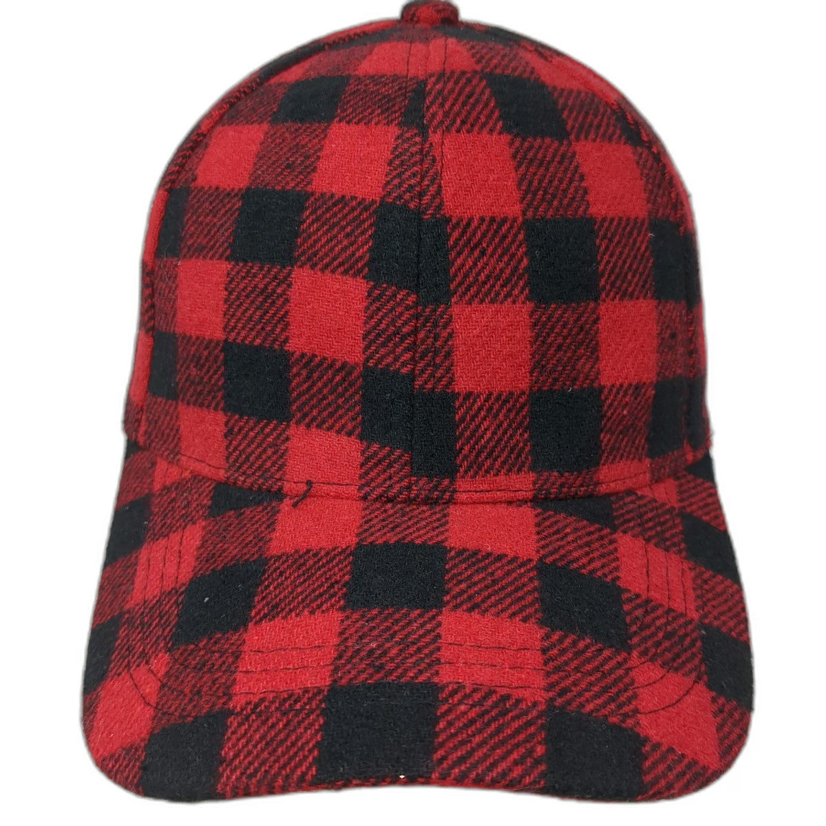 Red Black Buffalo Plaid Baseball Cap One Size Adjustable Cotton Checkered Hat