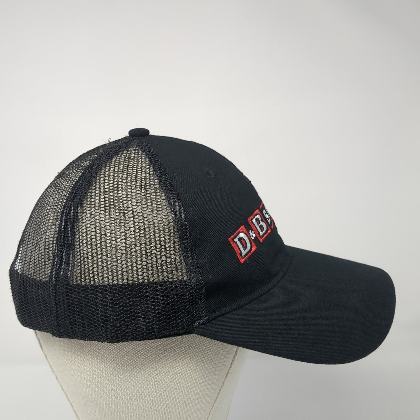 D&B Supply Snapback Trucker Hat Black One Size Adjustable Mesh Back Stich It