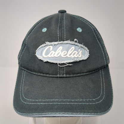 Cabela's Strapback Hat Blue One Size Adjustable Embroidered Distressed 6 Panel