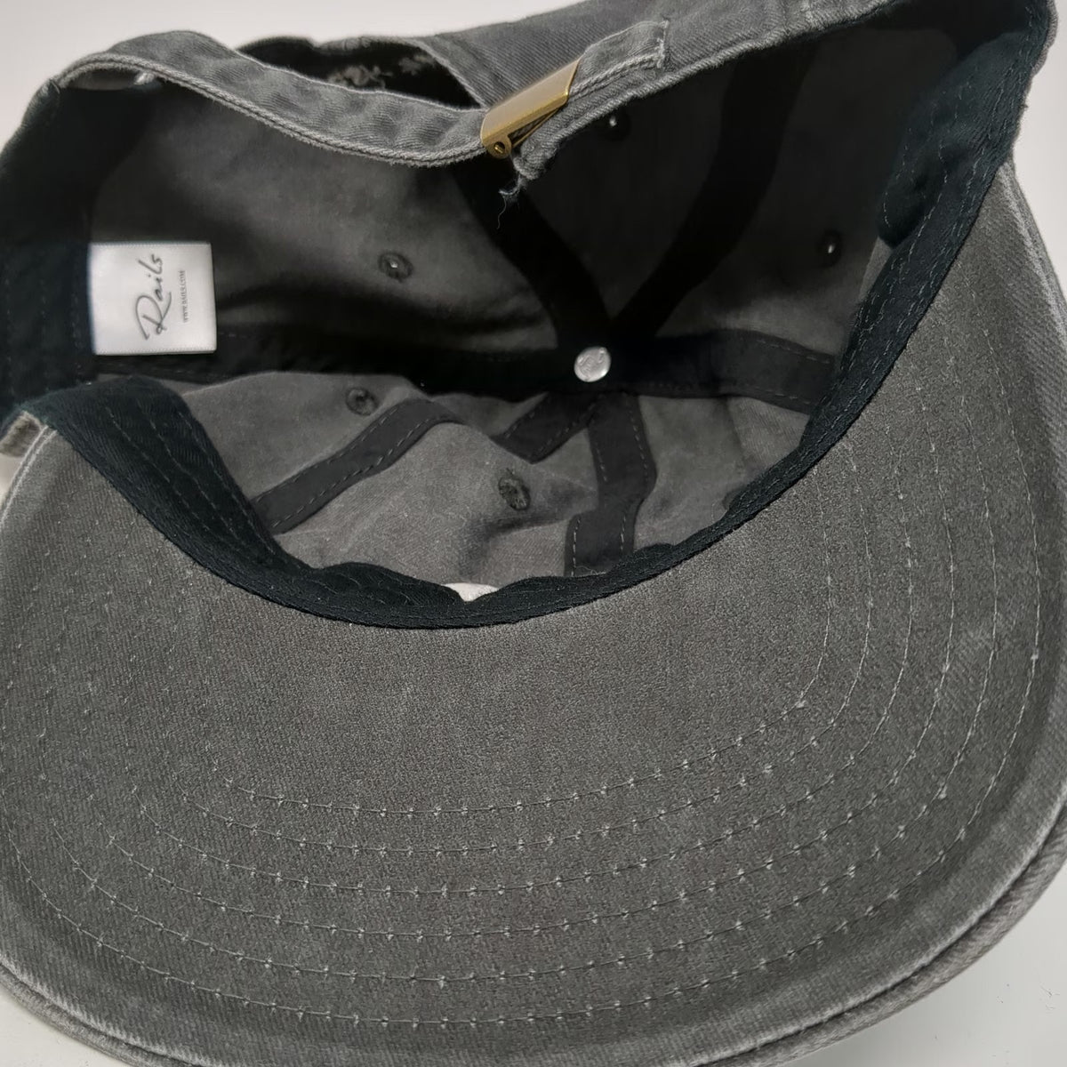 Rails Baseball Cap Gray One Size Script Logo Est 2009 Cotton Slideback Hat