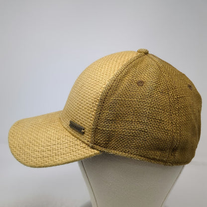 prAna Baseball Cap Brown One Size Woven Paper Linen Blend Metal Logo Hat Breathe