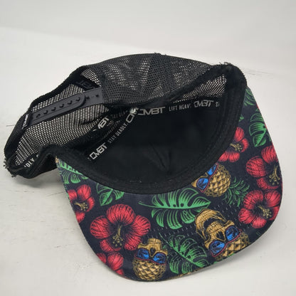 Combat Iron Apparel Co Trucker Hat Black Red Green One Size Pineapple Skull