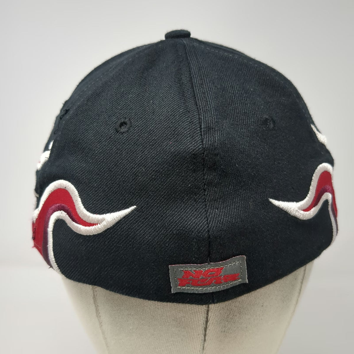 No Fear Baseball Cap Black XL Red White Purple Flame A-Flex Stretch Fit Hat