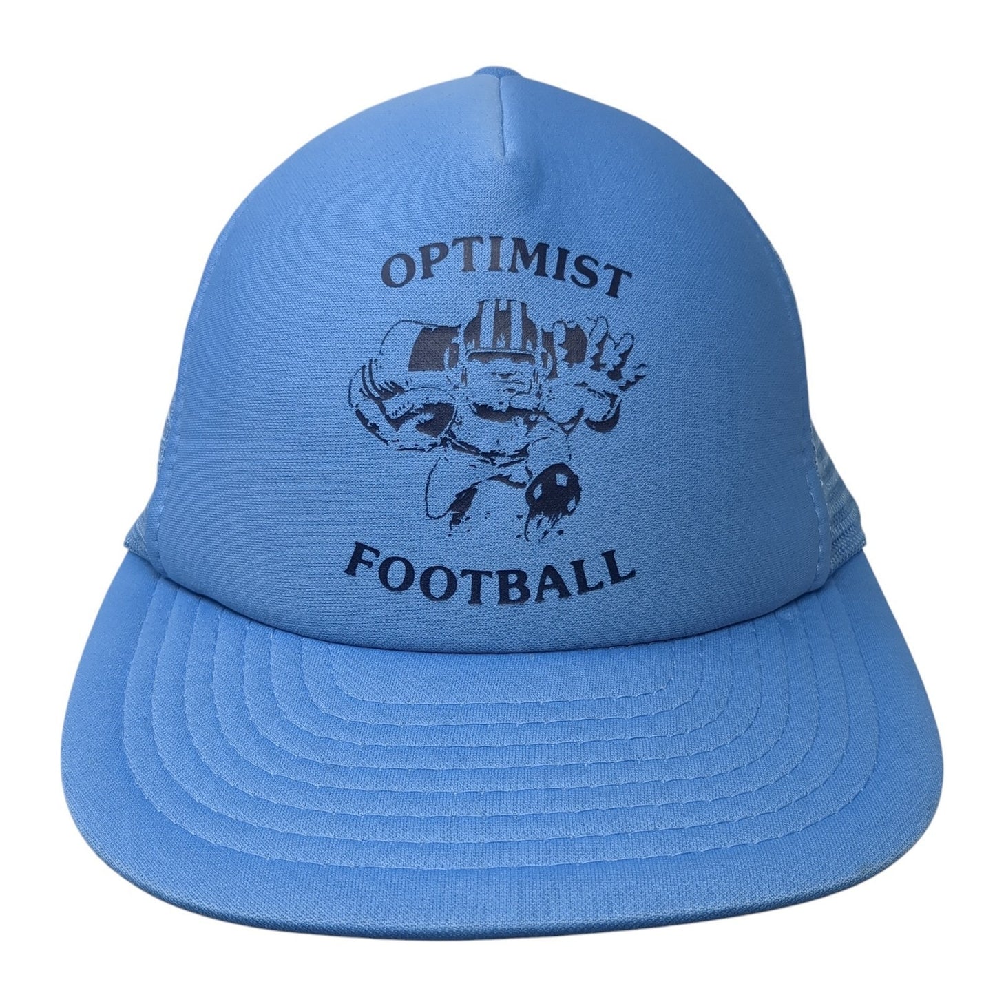 Optimist Football Snapback Trucker Hat Blue OS Adjustable Mesh Back 6 Panel