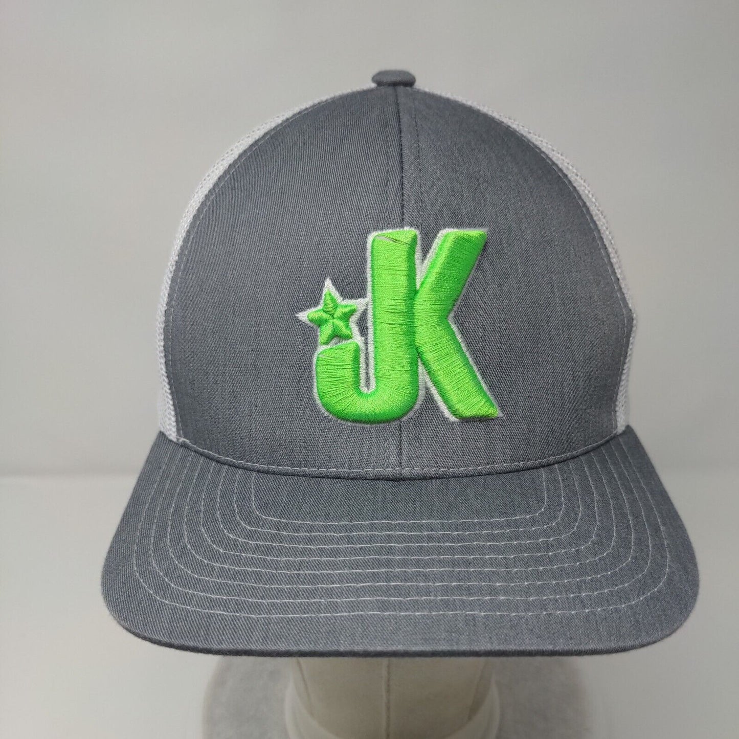 JK Snapback Trucker Hat Gray One Size Adjustable Mesh Back Pacific Headwear