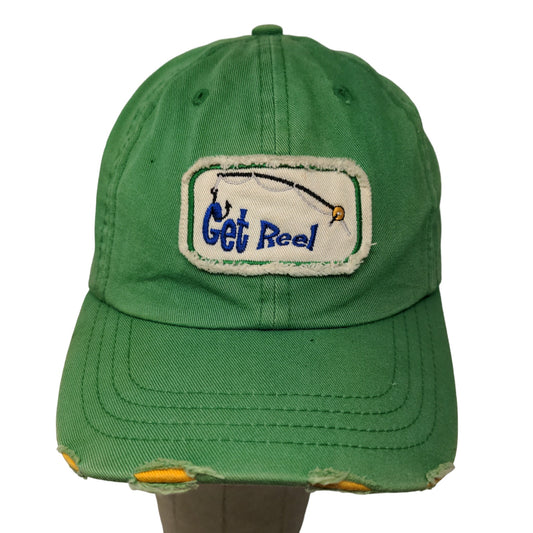 Bass Pro Shops Boy's Slideback Hat Green Distressed Patch Logo Get Reel Fishing