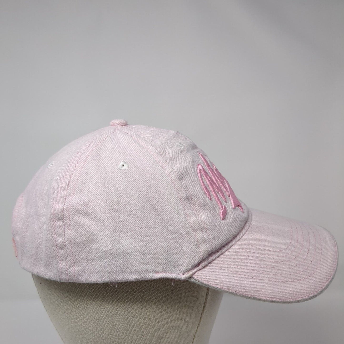Memphis Strapback Hat Pink One Size Adjustable Embroidered Vented Holes 6 Panel