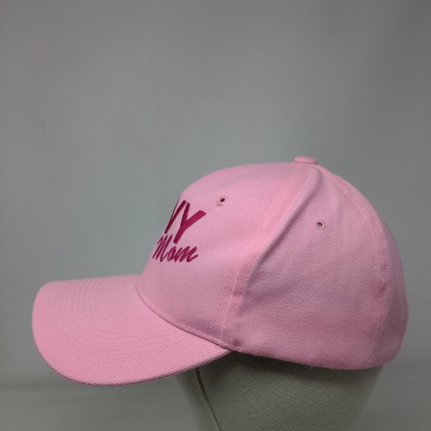 Navy Mom Strapback Hat Pink One Size Adjustable Embroidered Vented Holes 6 Panel
